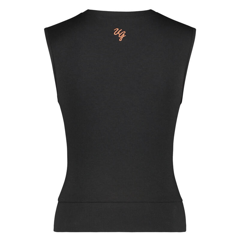 Crop Top Lakshmi Yoga sans manches avec ceinture. Coton biologique - Noir