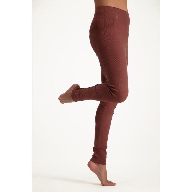Leggings Virya Yoga taille haute en tissu côtelé de qualité supérieure - Garnet