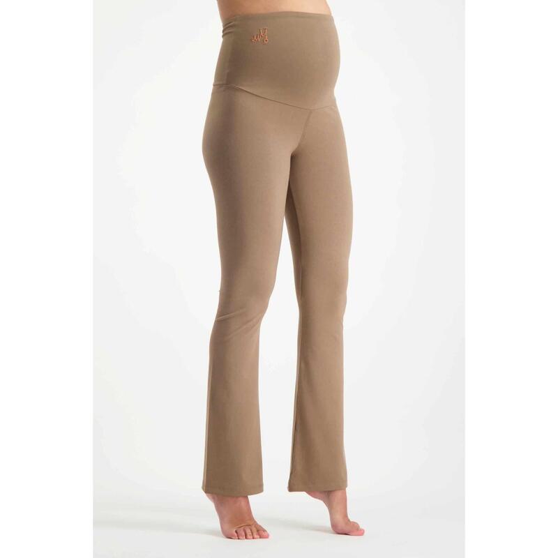 Pantalon évasé prénatal Bliss avec ceinture extrahaute - Inca Cacao