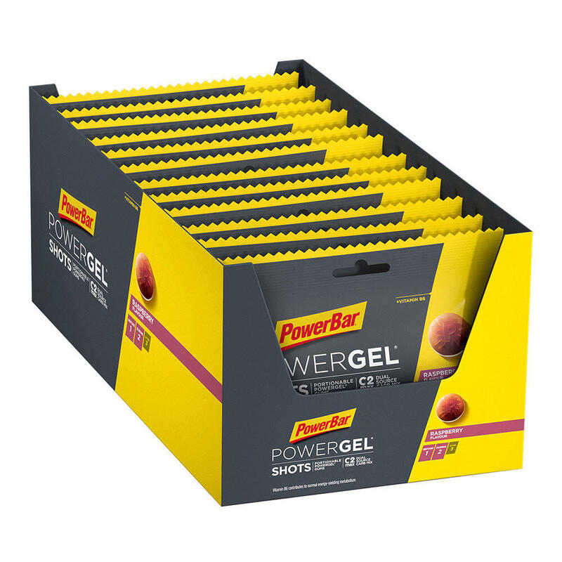 Powerbar PowerGel Shots Raspberry 24x60g - High Carb Energie Gummis + Vitamin B6