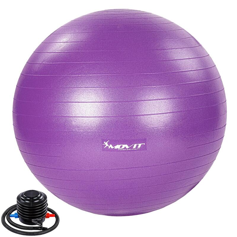 Minge de exercitii, MOVIT®, cu pompa de picior, 55 cm, violet