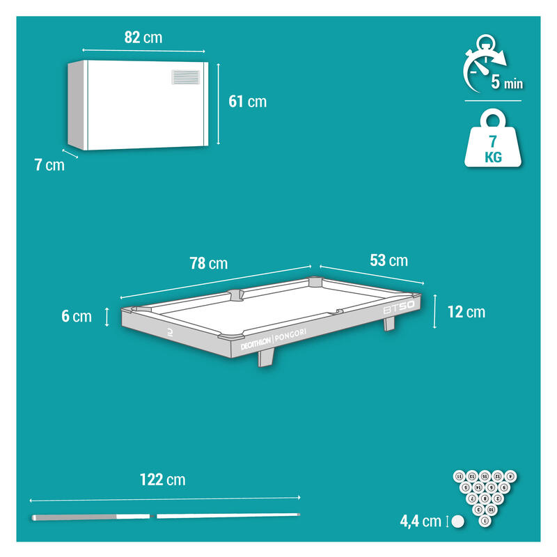 Minitablero de billar americano - BT 50 US tapete gris