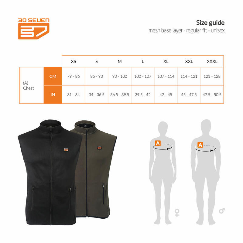 Verwarme baselayer Regular Fit met 2 batterijen - Kaki