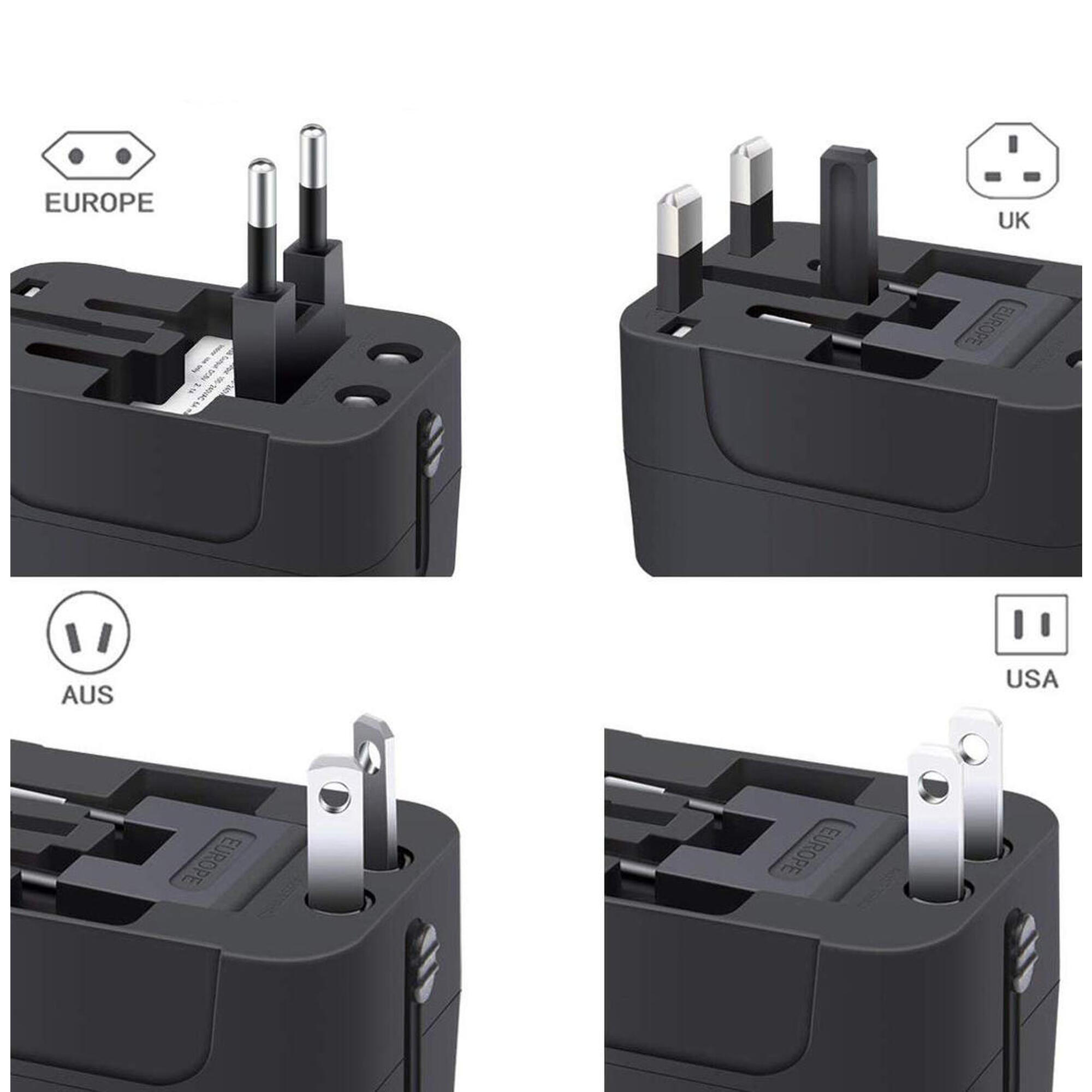 Universal worldwide plug with 2 USB ports - For over 150 countries