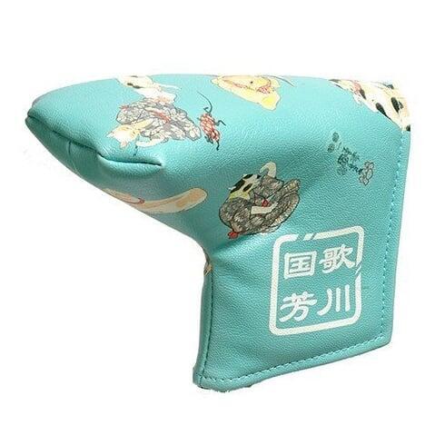 H-169 KUNIYOSHI CAT L SHAPE GOLF PUTTER COVER - LIGHT BLUE