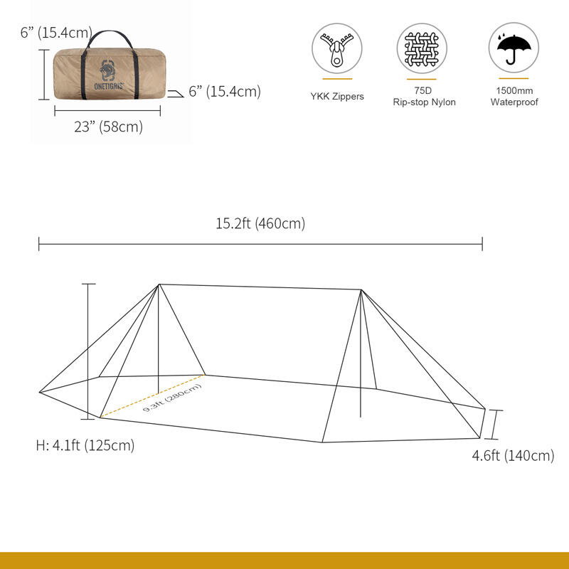 ROC SHIELD Bushcrafting Tent (2-4person) - BROWN