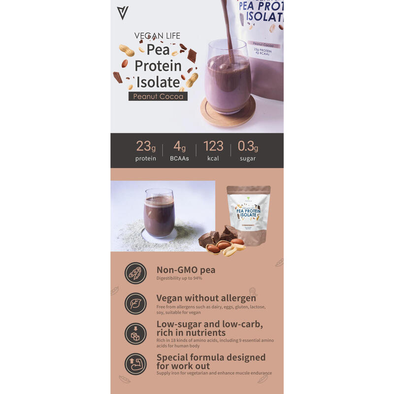 Vegan Pea Protein Isolate 1kg - Peanut Cocoa