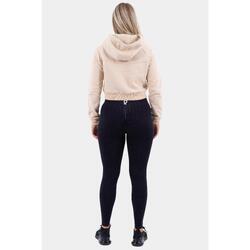 Fitness Crop Hoodie Femme - Beige