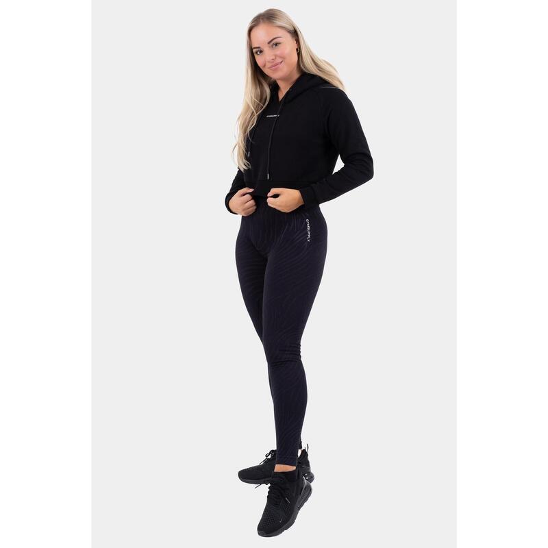 Fitness Crop Hoodie Dames - Zwart