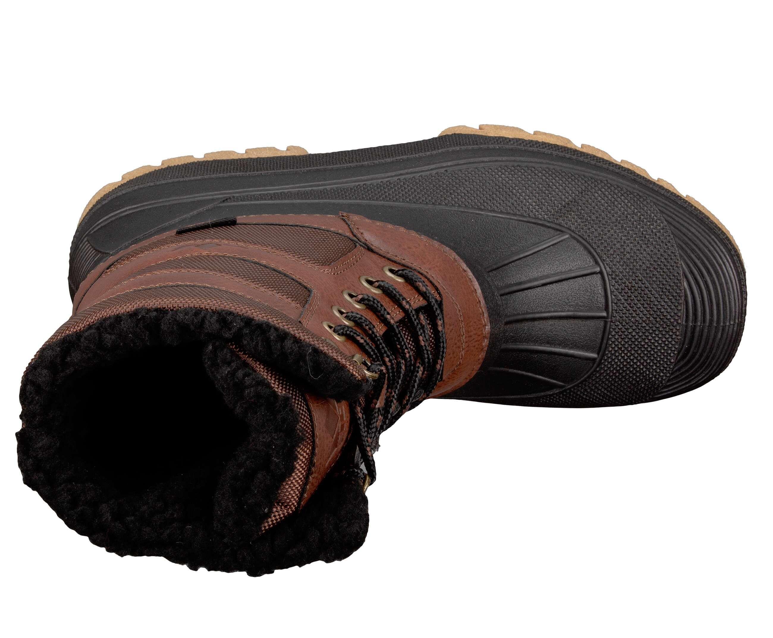 Boojoy Winter Boots, Non-Slip Winter Boots, Snow Boots for Men and Women, Couples for Outdoor Hiking Fur Lined Warm Shoes, Brown