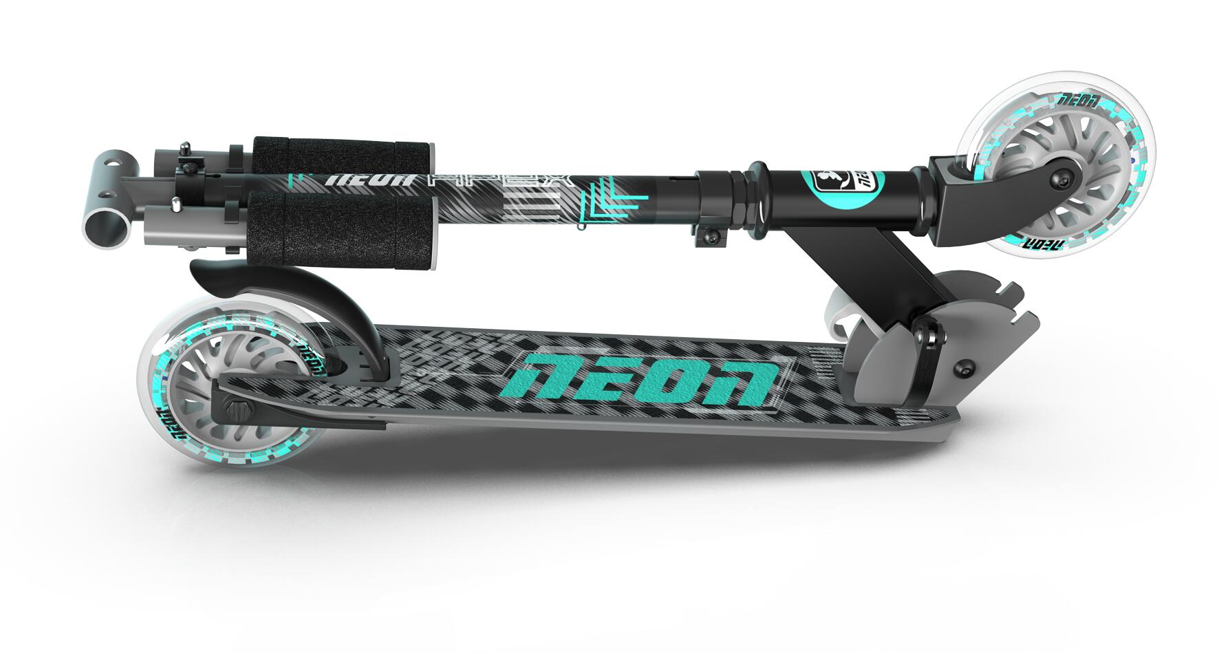 TROTINETE NEON APEX LED DUAS RODAS CRIANÇAS YVOLUTION PRETO CINZA 2/4