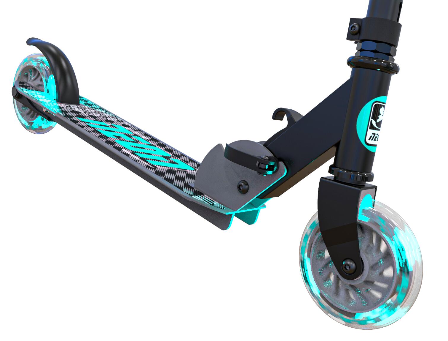 TROTINETE NEON APEX LED DUAS RODAS CRIANÇAS YVOLUTION PRETO CINZA 4/4