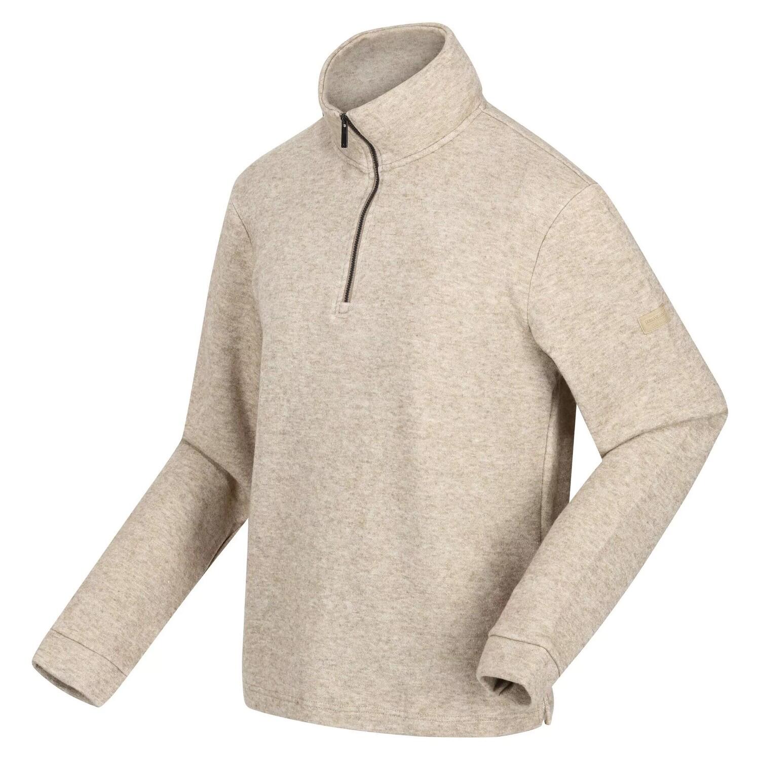 Mens Lanchester Marl Quarter Zip Fleece Top (Gold Sand) 3/5