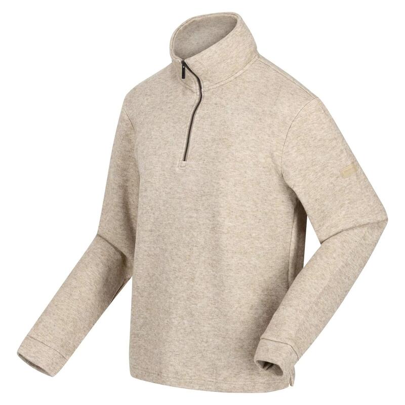 Heren Lanchester Marl Quarter Zip Fleece Top (Goudzand)