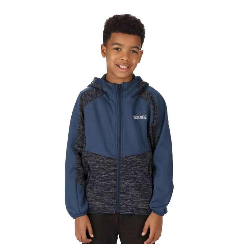 Sudadera con Cremallera Dissolver VI Jaspeada de Polar para Niños/Niñas Marino,