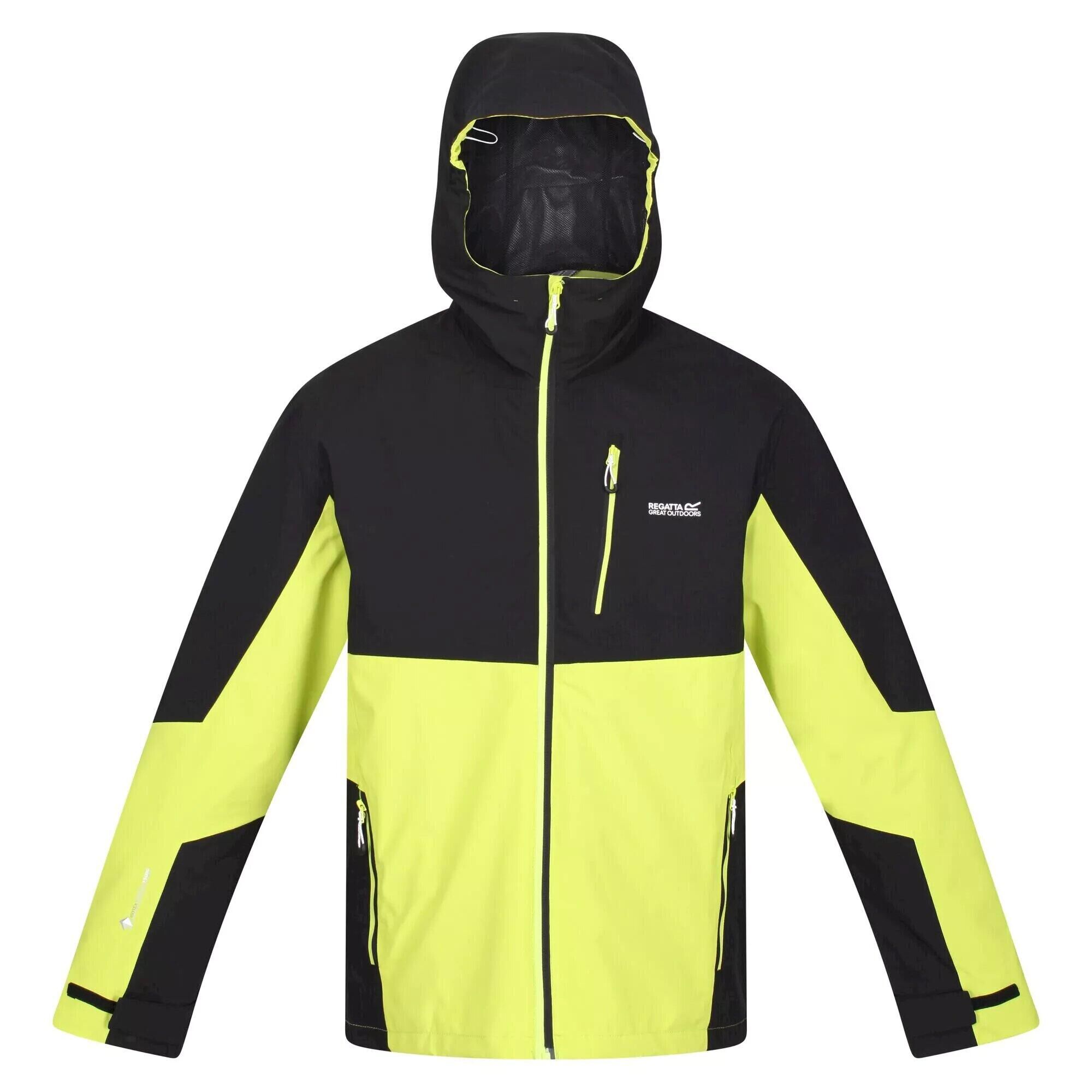 REGATTA Mens Wentwood VII 3 in 1 Waterproof Jacket (Black/Bright Kiwi)