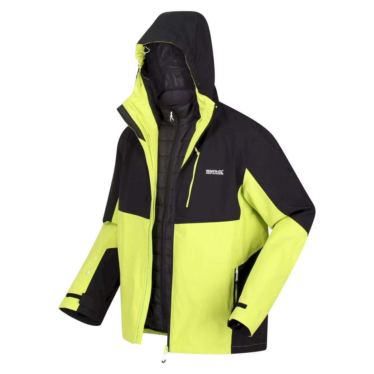 Mens Wentwood VII 3 in 1 Waterproof Jacket (Black/Bright Kiwi) 4/5