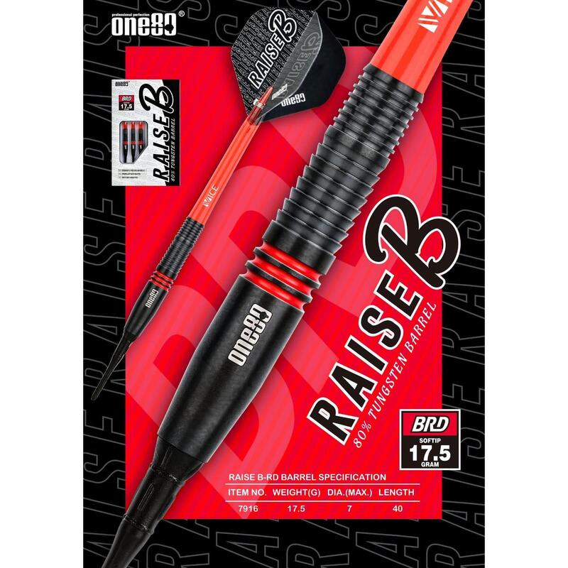 RAISE B BRD 2BA 17g Darts Set - Black/Red