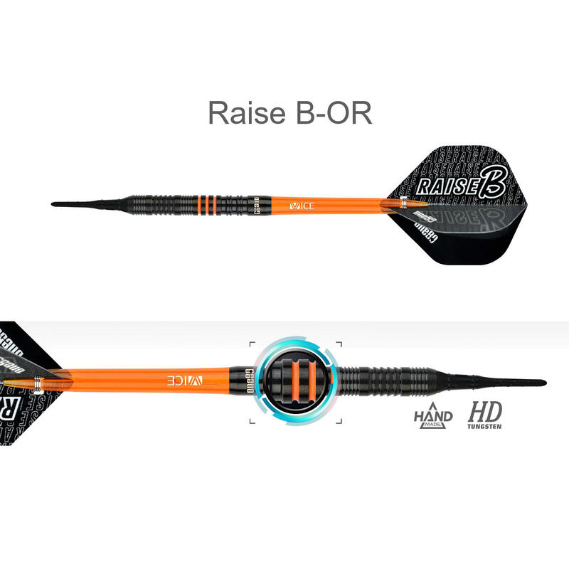 RAISE B BOR 2BA 17.5g Darts Set - Black/Orange