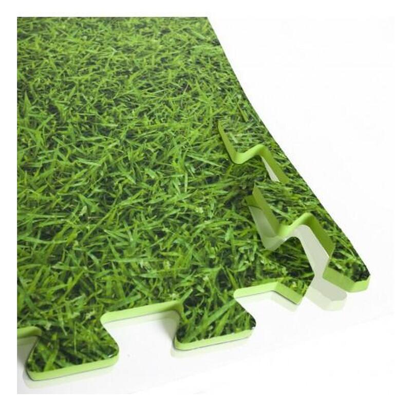 Protector de suelo antideslizante imitación hierva 9 piezas de 50x50 cm