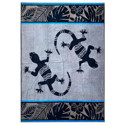 XL-Strandtuch aus Veloursfrottee Jacquard Blau 140x180 400g/m² - Escondido