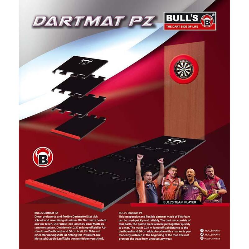 BULL'S Dart Mat, Puzzle Matte, Schaumstoff, inkl. Oche, 2,37 Meter