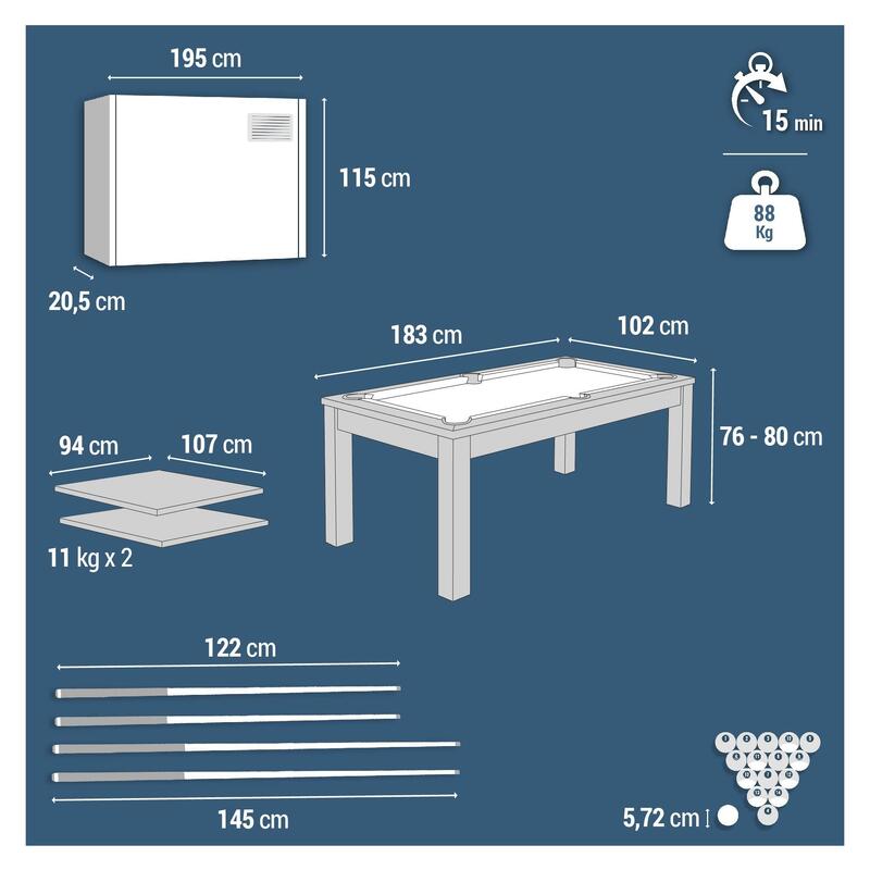 Tweedehands Omvormbare pooltafel BT 600