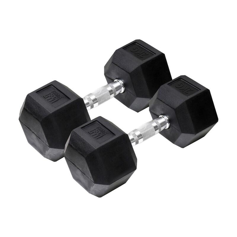 Hex Dumbbell Zwart, 2 kg Gewicht, Set van 2, Krachttraining