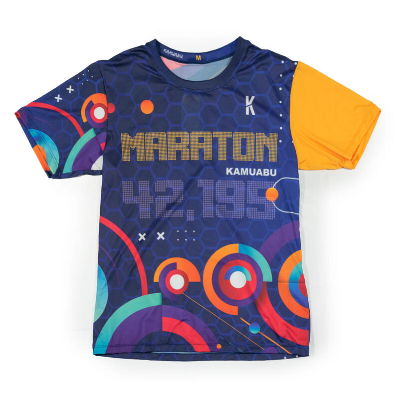 MAILLOT RUNNING #MARATON 2.0 RUN pour HOMME - KAMUABU coloris BLEU 90grs