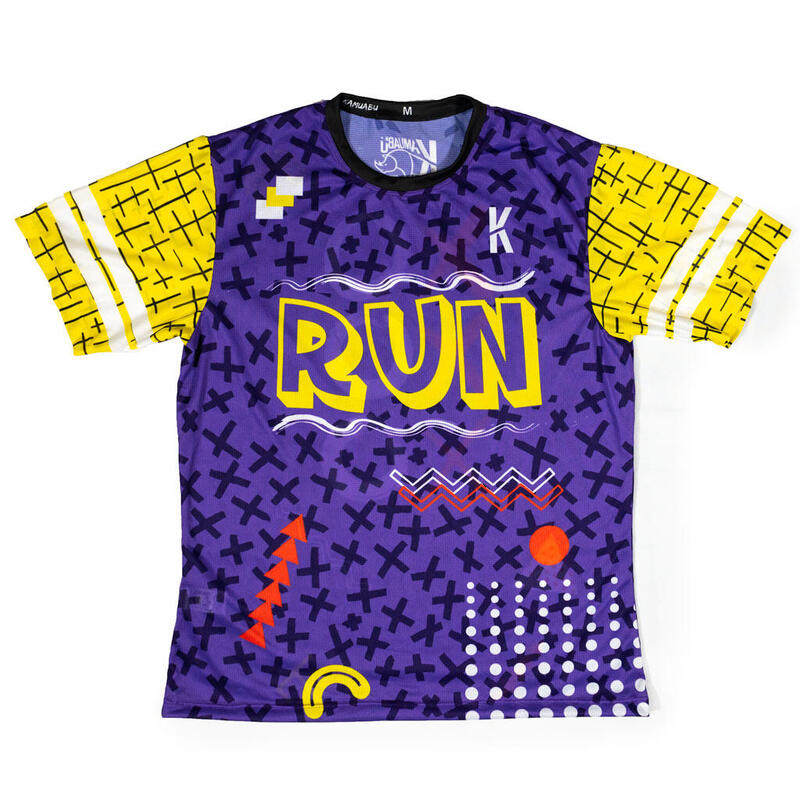 CAMISETA DE RUNNING #XXO RUN para HOMBRE - KAMUABU color MORADA 90grs
