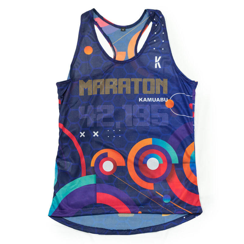 RUNNING SHIRT #MARATON 2.0 RUN DAMES - KAMUABU kleur BLAUW 90grs STRAPS