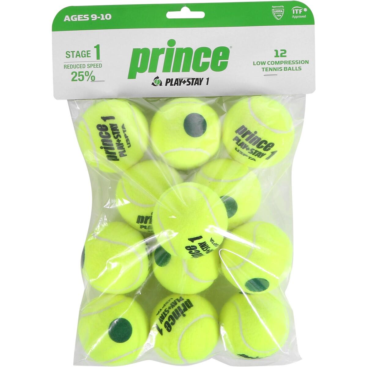 Prince - Sachet 12 Balles De Tennis Prince Play & Stay - Stage 1 - Panier De Balle - Jaune - Taille Unique - Decathlon