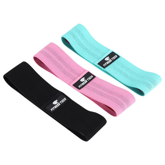 Fitness Tech Glute Bands - 3 weerstandsniveaus