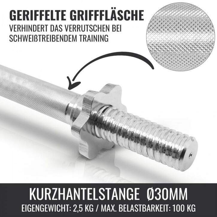 Gorilla Sports Dumbellstang - Halter - 35 cm - 30 mm - Schroefsluiting - Set