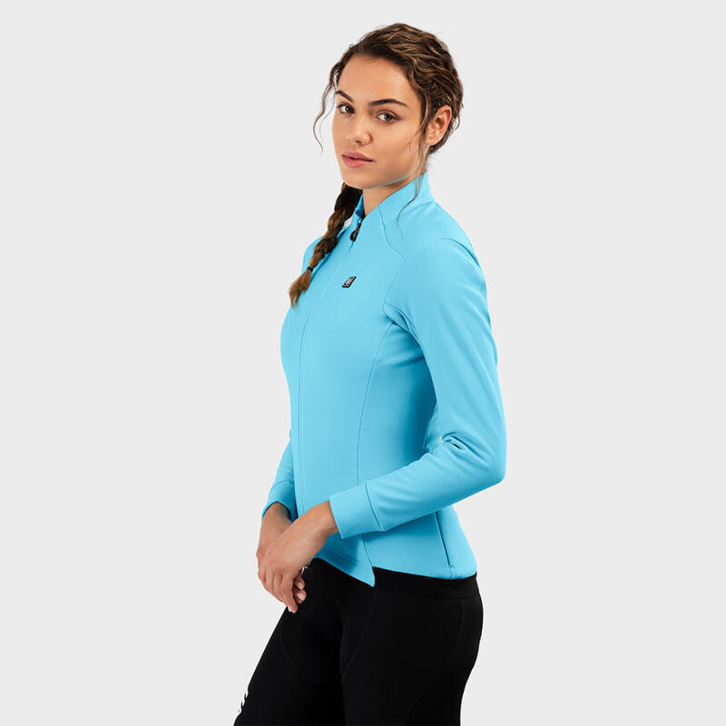 Veste vélo softshell femme Cyclisme J1 Stagiaire Cyan