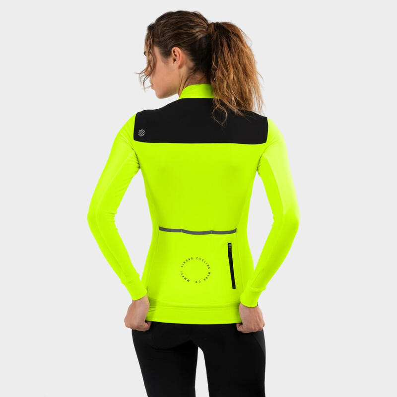 Kobieta Kolarstwo Damska termoaktywna koszulka rowerowa M4 Pavé Neonowy żółt