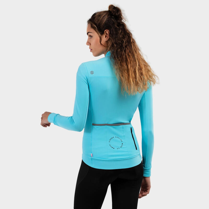 Maillot vélo thermique femme Cyclisme M4 Bail Cyan Fluo