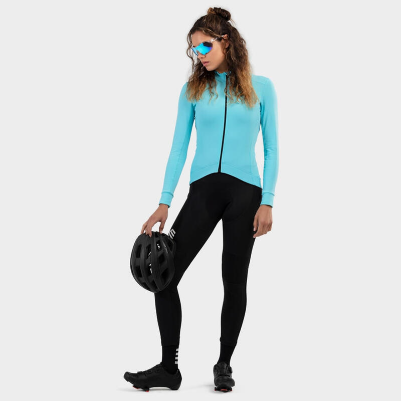 Kobieta Kolarstwo Damska termoaktywna koszulka rowerowa M4 Bail Neonowy Cyjan
