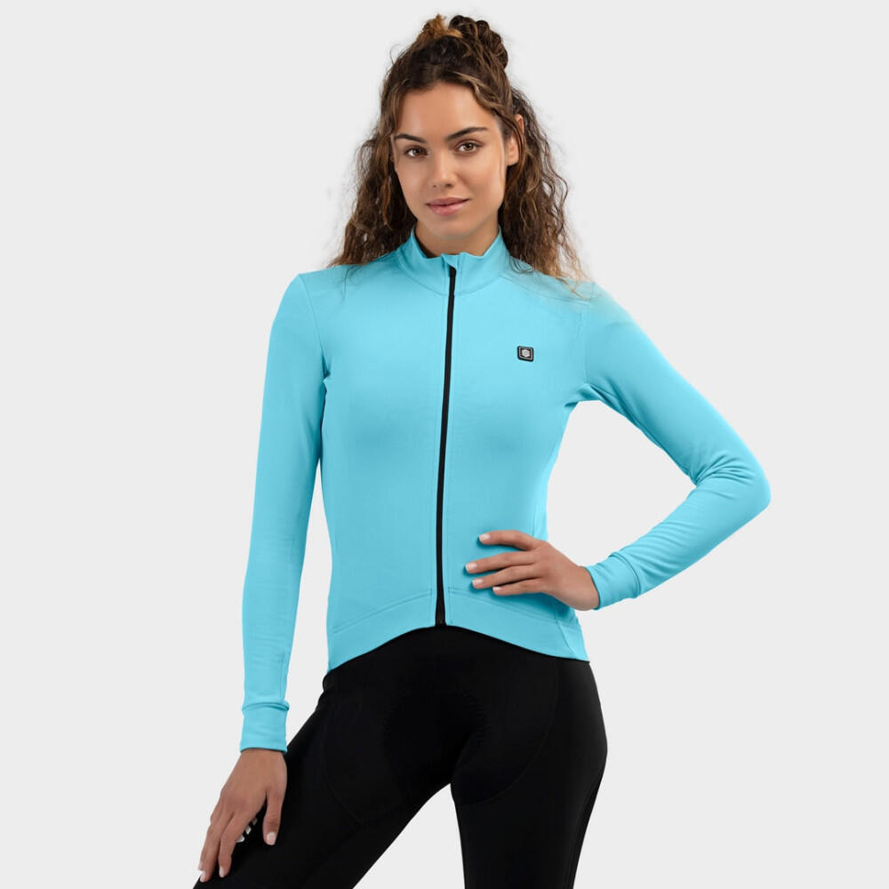 Maillot Vélo Thermique Femme Cyclisme M4 Bail Cyan Fluo
