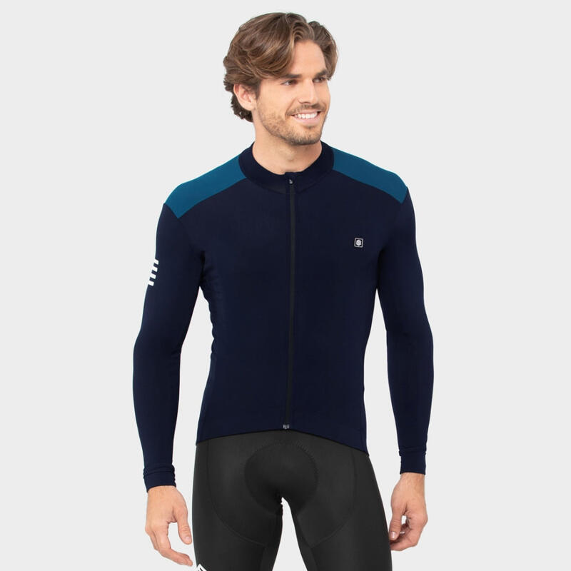 Maillot vélo thermique homme Cyclisme M4 Cubilla Bleu Marine