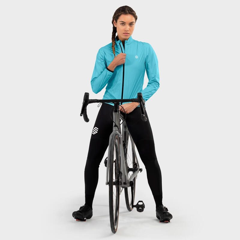Kobieta Kolarstwo Damska rowerowa kurtka przeciwdeszczowa J2 Blockhaus Cyjan