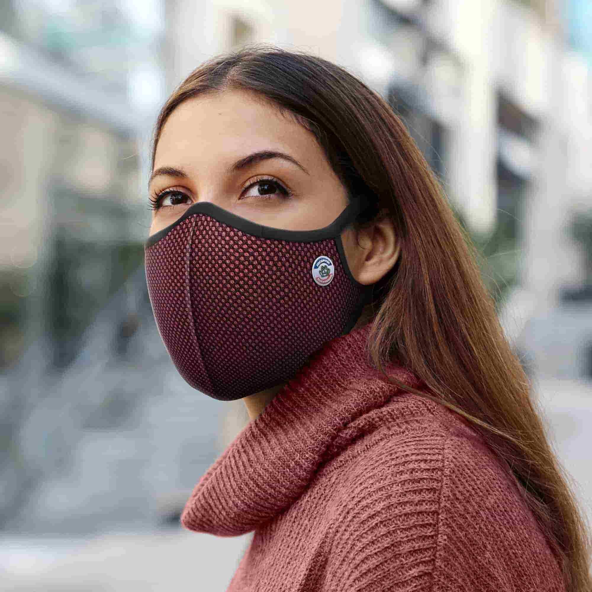 Masque antipollution vélo Frogmask bordeaux Taille XL - 1 filtre FFP2 inclus 5/7