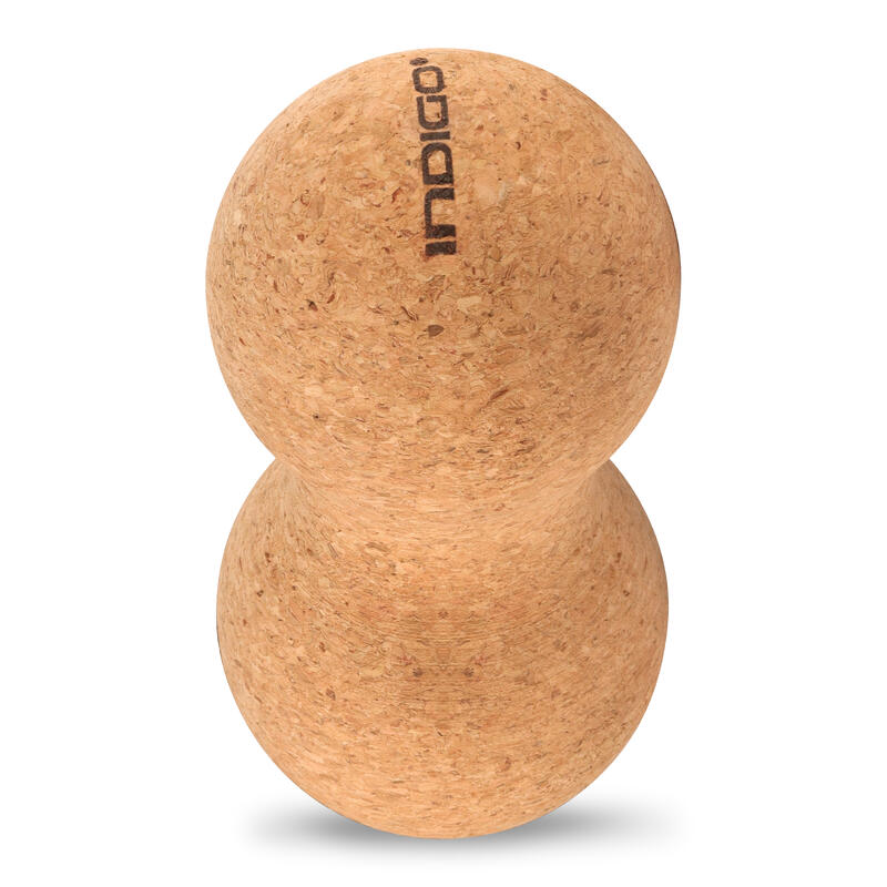 Balle pour Massages Double Liège pour Yoga INDIGO 13,5*6,5 cm Marron