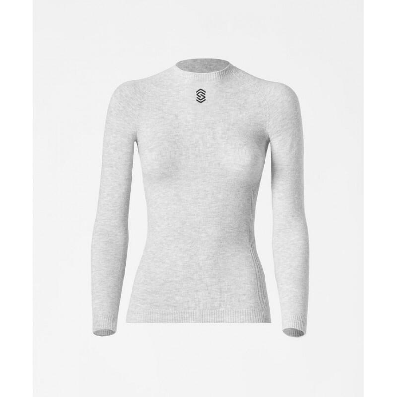 Camiseta térmica larga cuello redondo Silverskin Unisex Blanca "WARM"