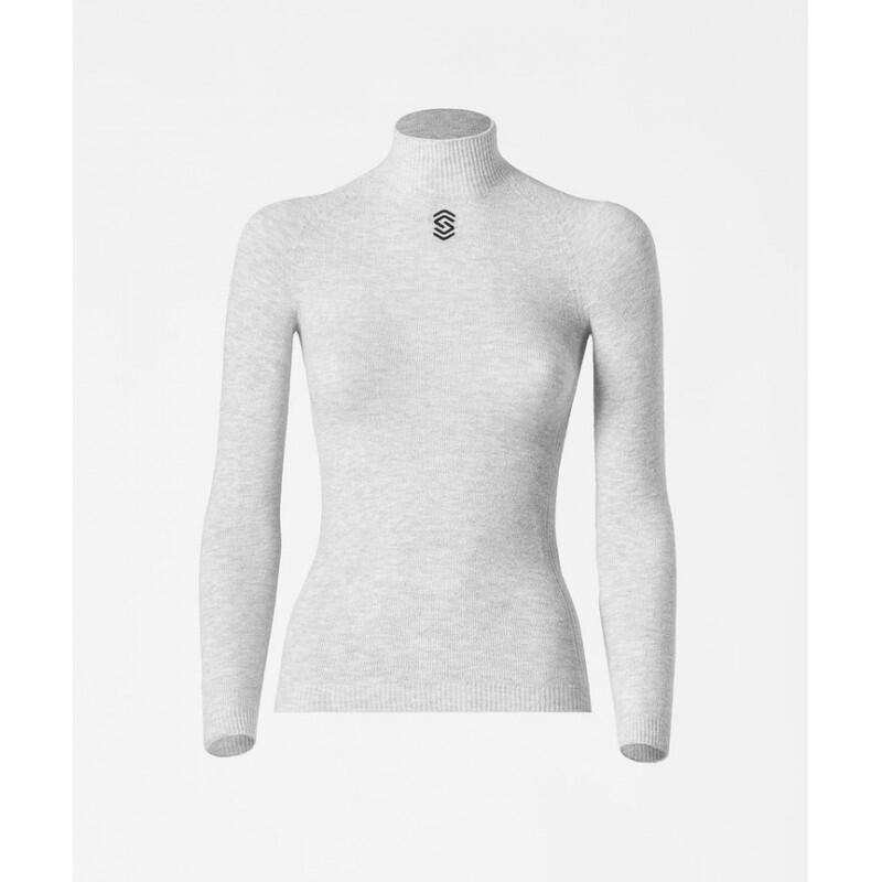 Camiseta térmica larga cuello alto Silverskin Unisex Blanca "WARM"