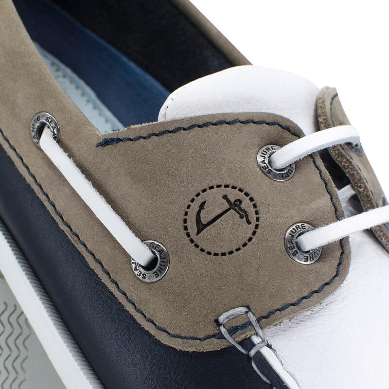 Bootschoenen Heren Marineblauw, wit en camel Leer