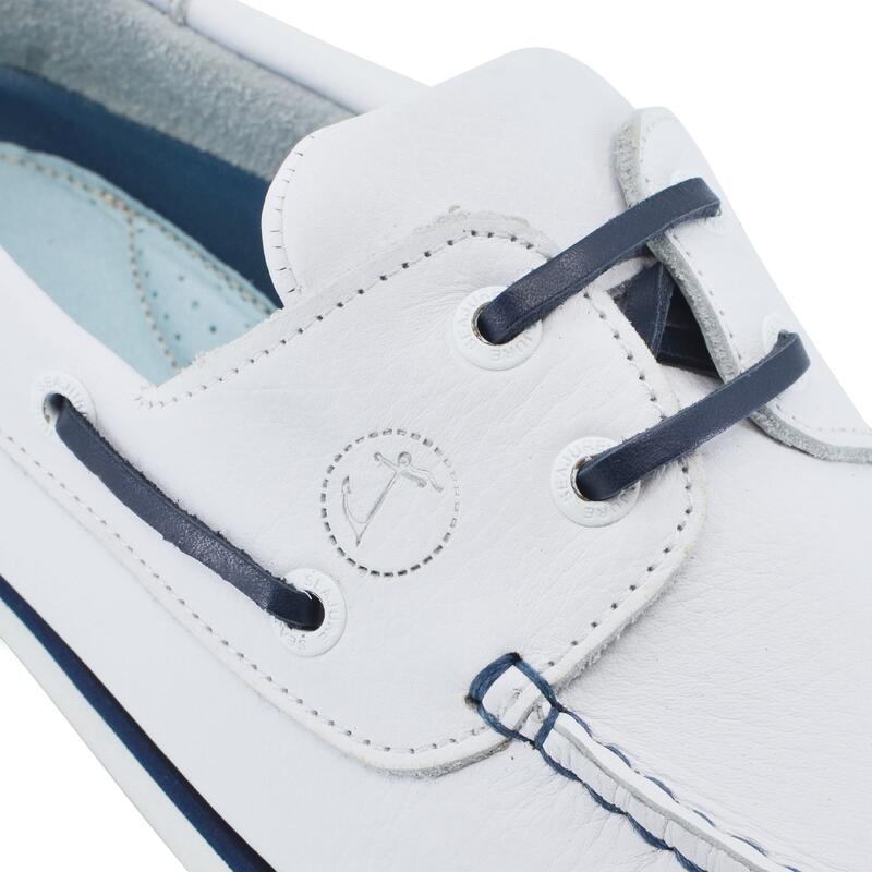 Sapatos de Vela Sauvage Homem Brancos e Azul Marinho Pele