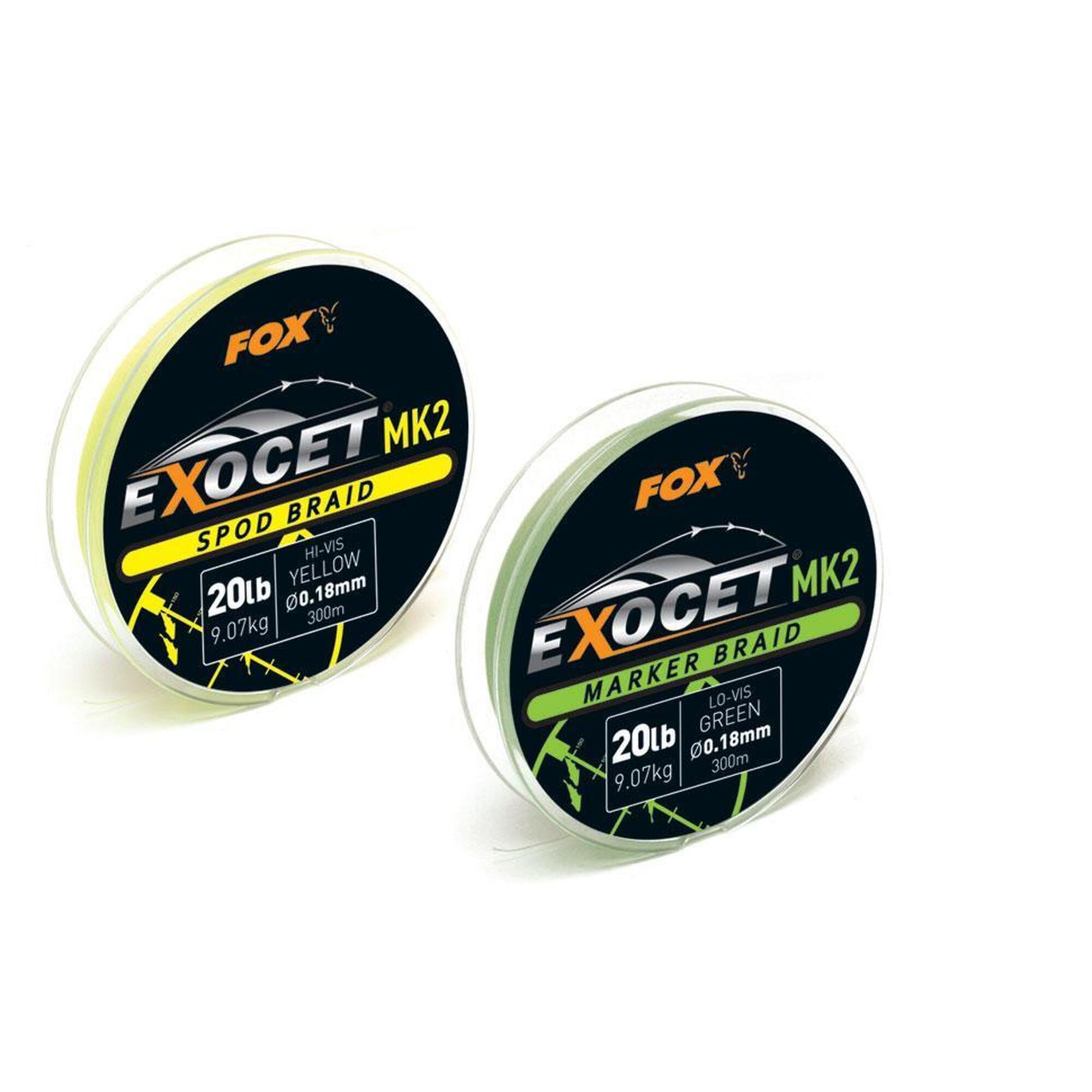 Fox - Fox Exocet Mk2 Marker Braid Green 0.18mm 20lb 300m - Tresse - Vert - 18/100 - Decathlon