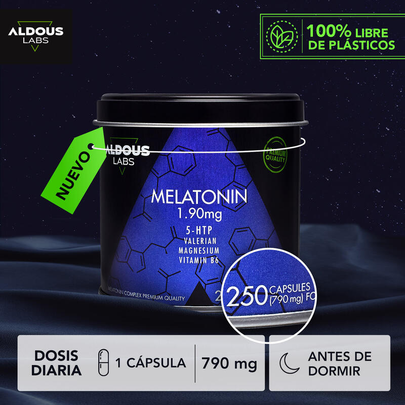 Melatonina con Magnesio, 5-HTP, Valeriana y Vitamina B6