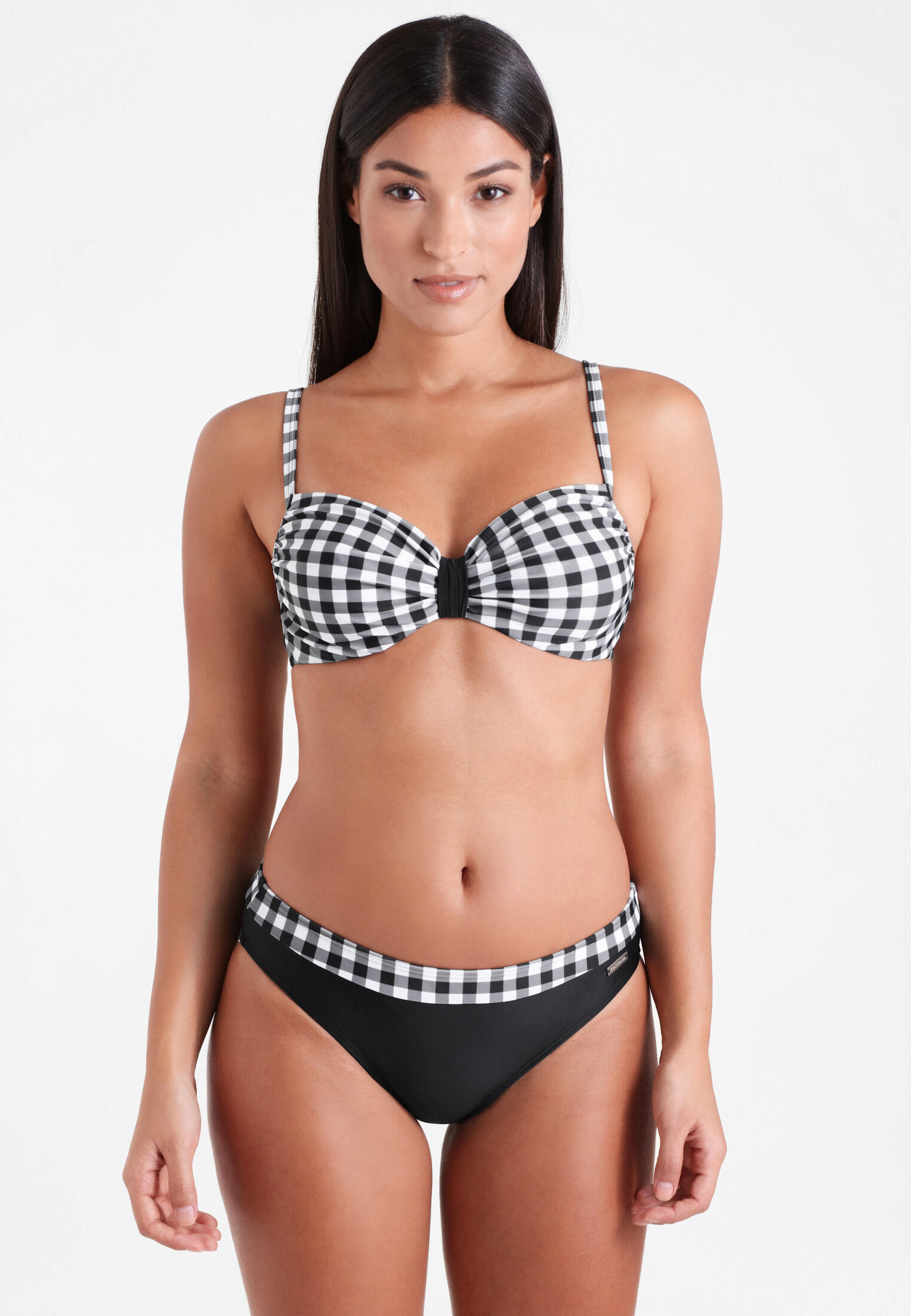 LASCANA Bügel-Bikini im schwarz-weißen Karodruck Damen 3/5